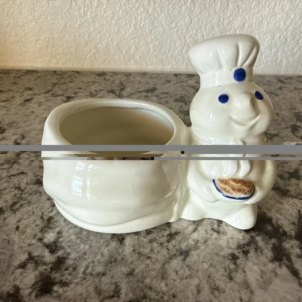Vintage 1997 Pillsbury Doughboy Ceramic Set Holder,  Napkin Holder  *READ*